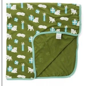 Kickee Pants Holiday Moss Puppies & Presents Swaddling Blanket Swaddle New Boys